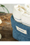 Quadro Cotton 4-Piece Hand Towel Set Cobalt Blue-Ecru - 3