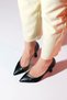653 Black Skin Heeled Women's Shoes - 8