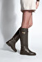 Women's Buckle Riding Boots with Bellows and No Zipper, Velote Brown - 4