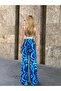 Women's High-Waisted Belted Patterned 100% Viscose Cotton Wide-Leg Chic Casual Plus Size Curve Pants - 3