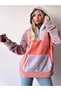 Women's Multicolored Kangaroo Pocket Hooded Sports Stylish Oversize Sweatshirt - 4