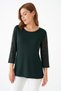 Women's Crew Neck Lace Knit Viscose Stylish Plus Size Curve Three-Quarter Sleeve Blouse
