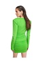 Women's Padded Long Sleeve Sports Stylish V-Neck Body Hugging Mini Dress - 4