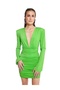 Women's Padded Long Sleeve Sports Stylish V-Neck Body Hugging Mini Dress - 3