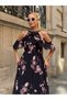 Women's Tulle Detailed Off-the-Shoulder Stylish Comfortable Fit Plus Size Evening Dress - 3