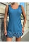 Women's Skirt Stoned Tulle and Guipure Detail Thick Strap Washable Plus Size Curve Tunic Dress Blouse - 3