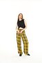 Women's Woven Viscose Checkerboard Patterned Large Size Slouch Pants with Pockets and Elastic Waist - 3