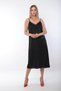 Women's Strappy Slit Detail Black Satin Sports Stylish Curve Dress - 6