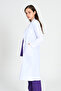 Women's Hijab High Collar Doctor Nurse Teacher Apron White Coat - 4