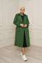 Grass Green Long Cashmere Coat with Belt and Double Buttons - 2