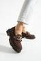 Bitter Brown Detachable Buckle Loafer Shoes - 4