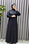 Women's Clothing Plus Size Sleeved Stone-Decorated Dress - 2