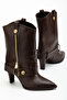 Brown Zipper Detailed Women's Boots - 4
