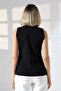 Women's Black Zero Sleeve Knitwear Long Vest. - 4