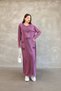 Women's Purple Bag Pocket Long Sleeve Vintage Detailed Loose Cotton Knit Long Dress - 4