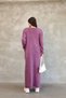Women's Purple Bag Pocket Long Sleeve Vintage Detailed Loose Cotton Knit Long Dress - 7
