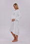 Women's Ecru Double-Breasted Collar Long Sleeve Special Design Maternity Dressing Gown Nightgown Set - 5