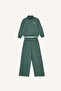 Girls' 2-Piece Set Printed Half Zip Sweatshirt Wide Leg Sweatpants F8401A825Wn