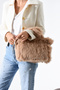 Long Fur Plush Plain Tote Shoulder Handle Crossbody Bag Width:35 cm Length:20 cm Bottom:11 cm