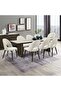 Brookside 1+8 Stone Top Dining Set - Beige/Oak Veneer, Engineered Wood & Ceramic, 9 Pieces - 2