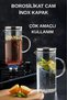 Vacuum Borosilicate Glass Oil Pot with Steel Lid, Vinegar Pot, Milk Jug, Pitcher 1500 ml - 3