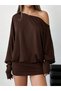Women's Off-The-Shoulder Boat Neck Asymmetrical Neckline Long Sleeve Tight Mini Chic Dress - 6