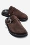 Vesta Brown Suede Buckle Genuine Leather Women's Closed Toe Slippers