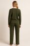 Khaki Green Striped Women's Pajama Set – Long Sleeve, Comfortable Fit, Soft Fabric, Stretchy - 5