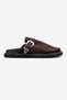 Vesta Brown Suede Buckle Genuine Leather Women's Closed Toe Slippers - 6