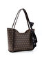 Monogram Printed Brown Shk240 Faux Leather Zippered Single Compartment Hand, Arm and Shoulder Bell with Scarf Gift - 2