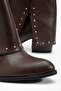 Women's Pointed Toe Brown Leather Detailed Heeled Boots - 3