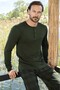 Men's Modal Long Sleeve Pajama Set 3439 Khaki - 4
