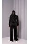 Women's Plus Size Black, Hooded Stone Embroidered Velvet Tracksuit Set 65N39182 - 4
