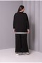 Women's Plus Size Black, Stone Embellished, Wide Leg, Ribbed Detailed Tracksuit Set 65N39183 - 3