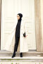 Seasonal Premium Double-Breasted Collar Lined Long Women's Hijab Trench Coat Stone
