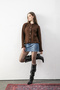 Women's Buttoned Ruffled Knit Cardigan - Ruffle Detail Long Sleeve Crew Neck Knit Cardigan - 2