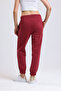 Women's Burgundy Pocketed 3 Thread Ribbed Sweatpants - 7