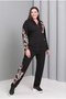 Women's Plus Size Black, Hooded, Floral Print Tracksuit Set 65N39184
