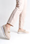 Women's Leather Matte Buckle Orthopedic Sole Ballerinas - 2
