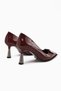 Merisa Burgundy Patent Leather Stone Women's Stiletto Shoes - 5