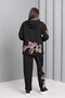 Women's Plus Size Black, Hooded, Floral Print Tracksuit Set 65N39184 - 5