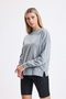 Women's Gray Melange Stitching Detailed Oversize 3 Thread Sweatshirt - 4