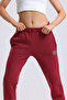 Women's Burgundy Pocketed 3 Thread Ribbed Sweatpants - 5