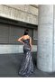 Trend Velvet Slit Dress Gray 583150 - 4