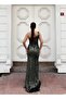 Trend Velvet Slit Dress Khaki 583150 - 4