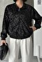 Sequined Bomber Jacket Black - 5