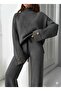 NEW SEASON Mock Neck Button Detail Oversized Sweater-Trousers Knit Co-ord Set 0034