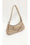 Beige-Mink Color Double Cross Belt Buckle Detailed Women's Shoulder Bag (29Cm*13Cm)
