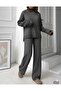 NEW SEASON Mock Neck Button Detail Oversized Sweater-Trousers Knit Co-ord Set 0034 - 2