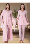 Women's Pink Design Princess Sleeve Cotton Maternity Pajama Set 3-Piece Set - 3